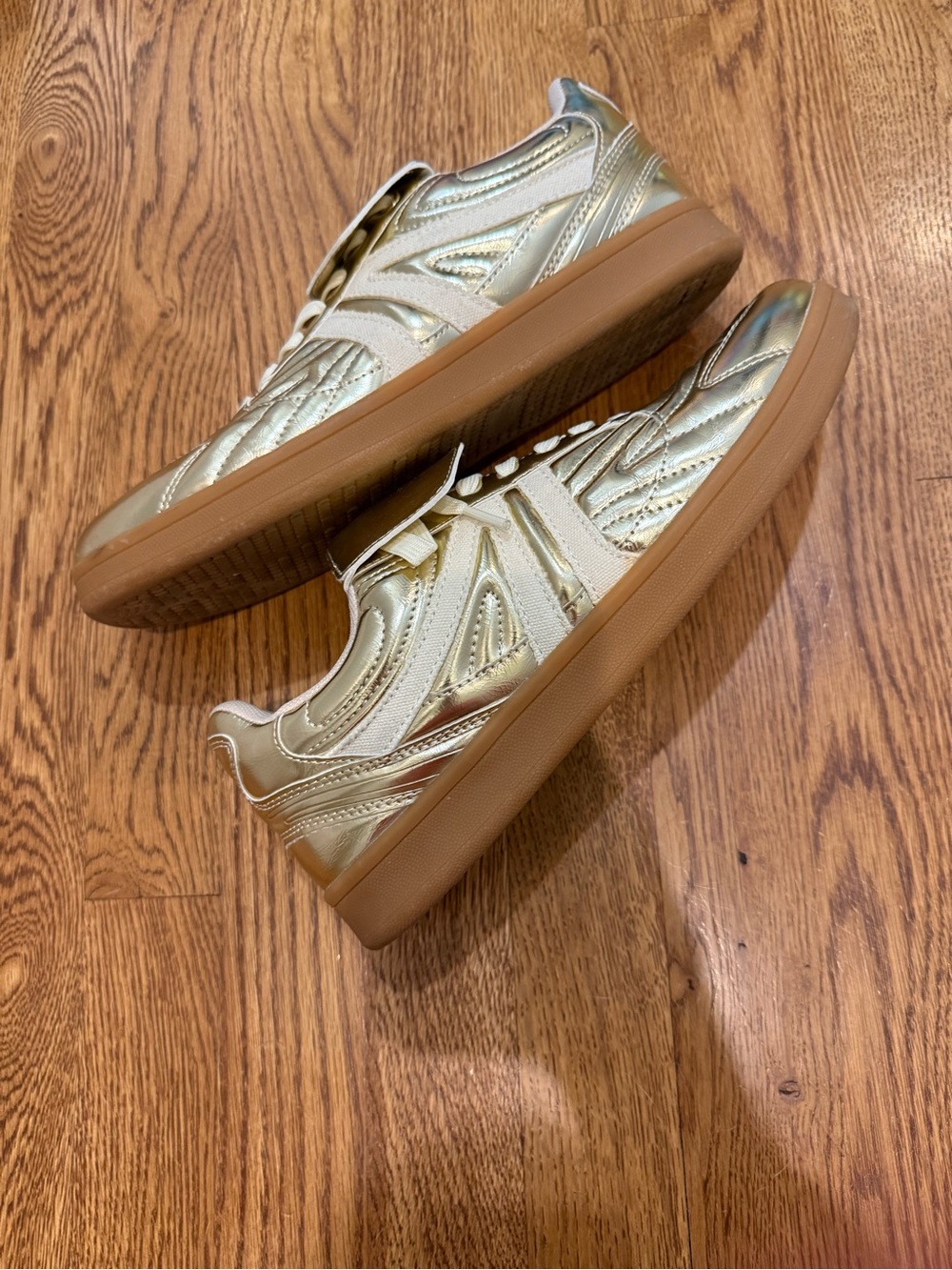 Steve Madden Gold Low-Top Sneakers with Gum Sole